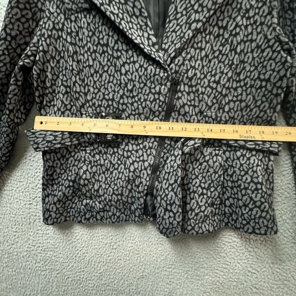 Women’s  MARISA CHRISTINA Animal Print Jacket Blazer Coat Large Black Gray - Picture 8 of 8